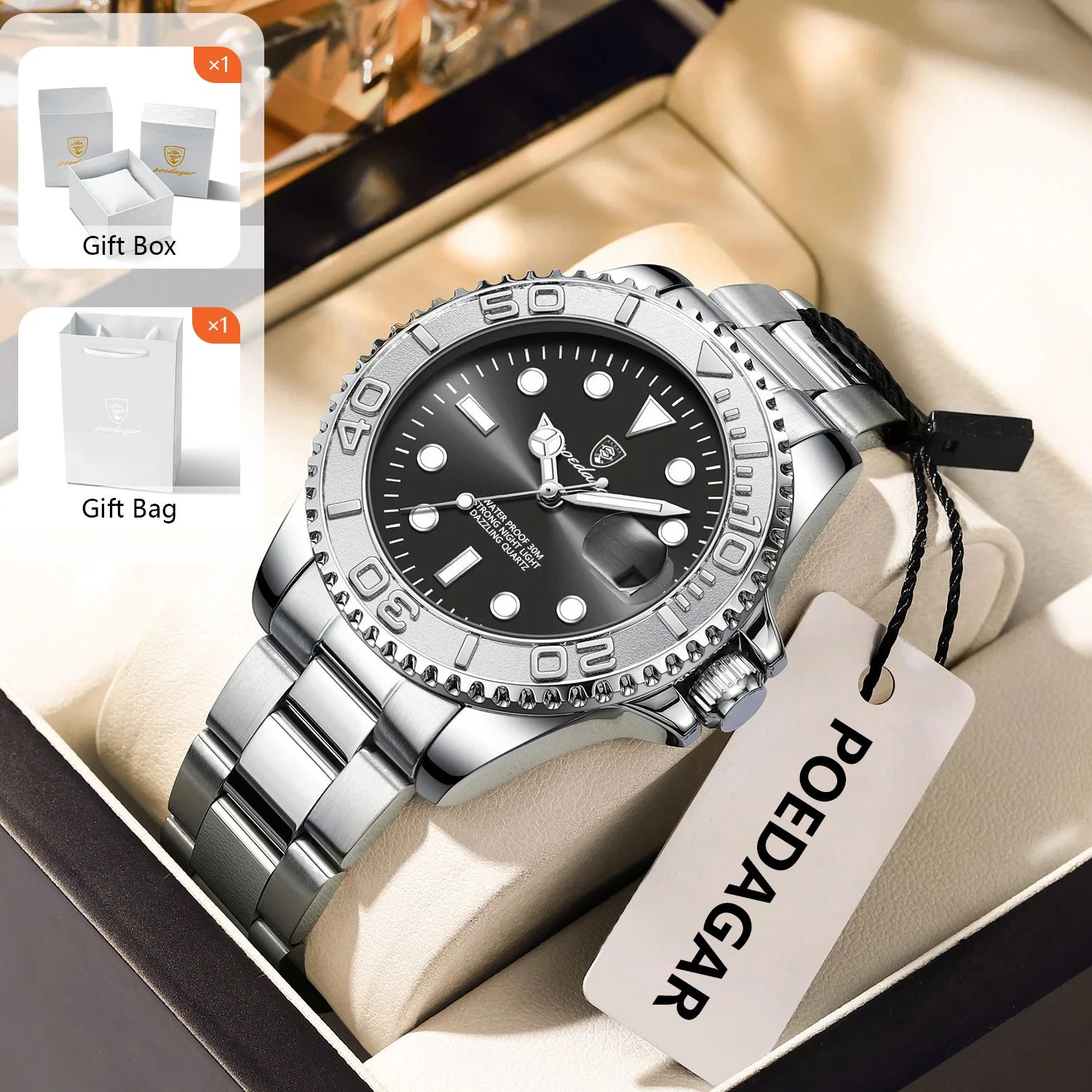 Luxury Watch Men - POEDAGAR, reloj deportivo a la moda