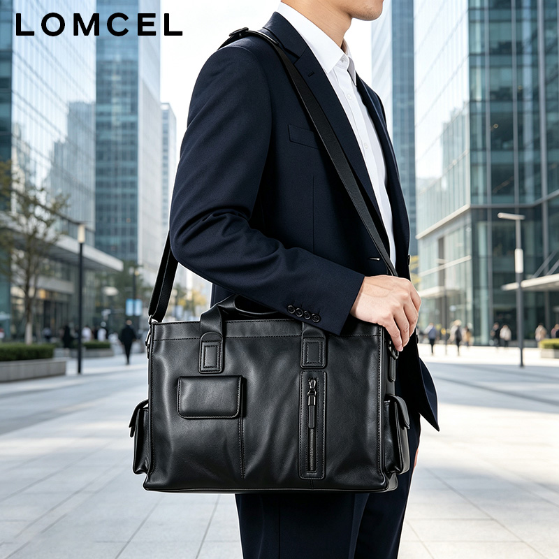 Leather Briefcase - LOMCEL P116: bolso de mano moderno,