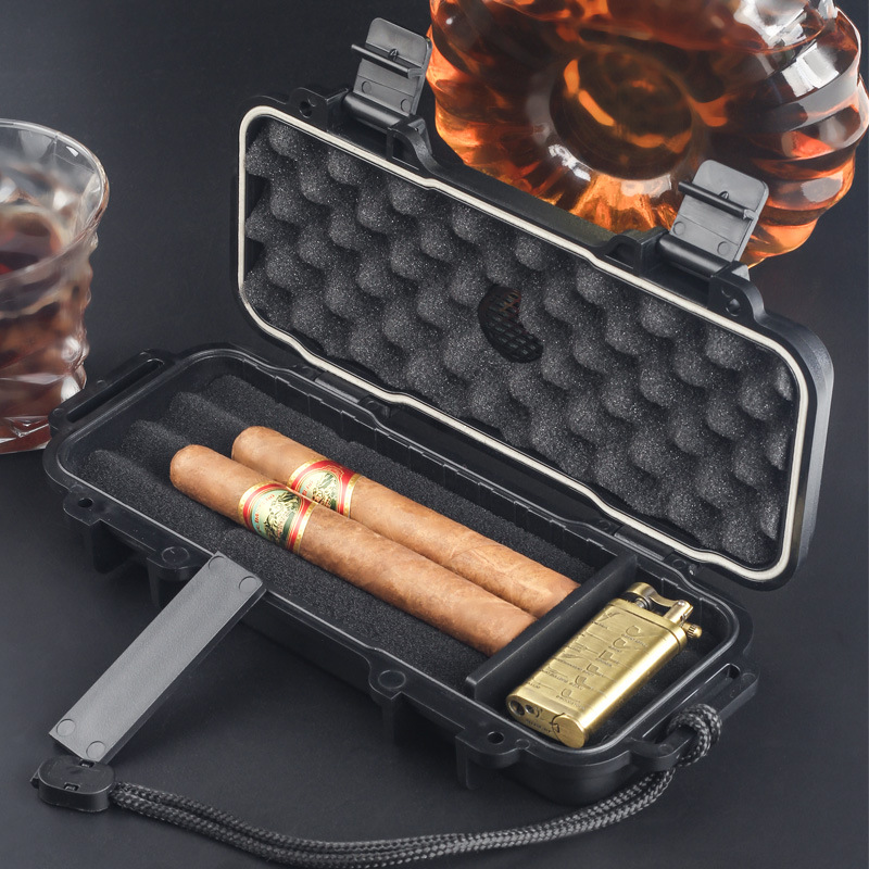 Premium Cigar Case - Humidificador de cigarros portátil con humidificador,