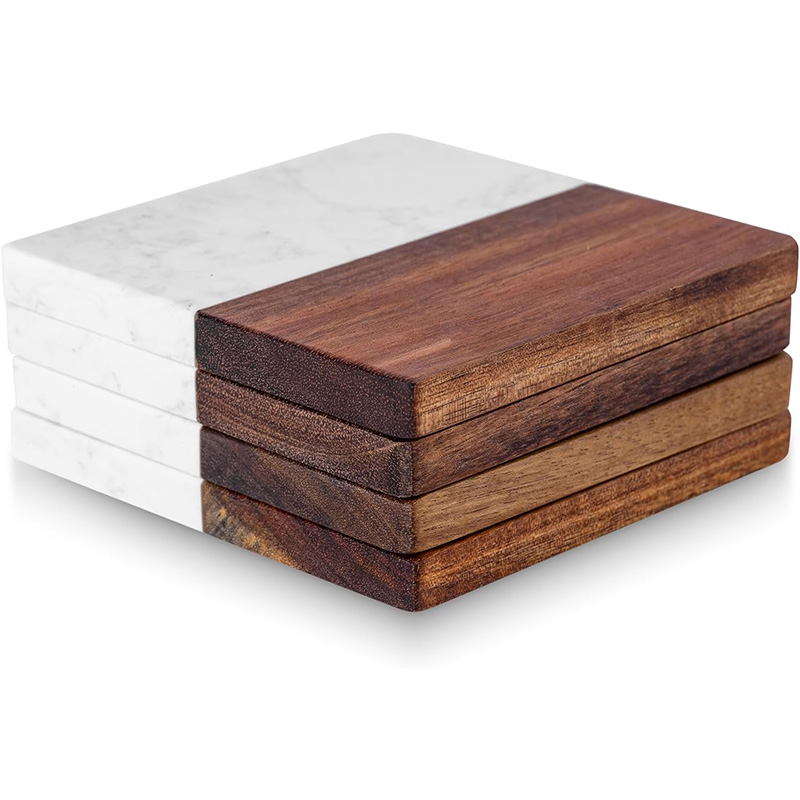 Juego de 4 Posavasos de Madera - Marble Coaster Set reseña y precio