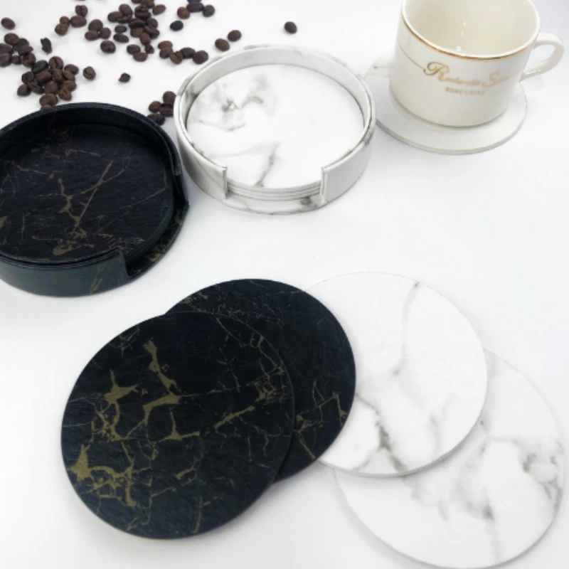 Posavasos de mármol de cuero A - Marble Coaster Set reseña y precio