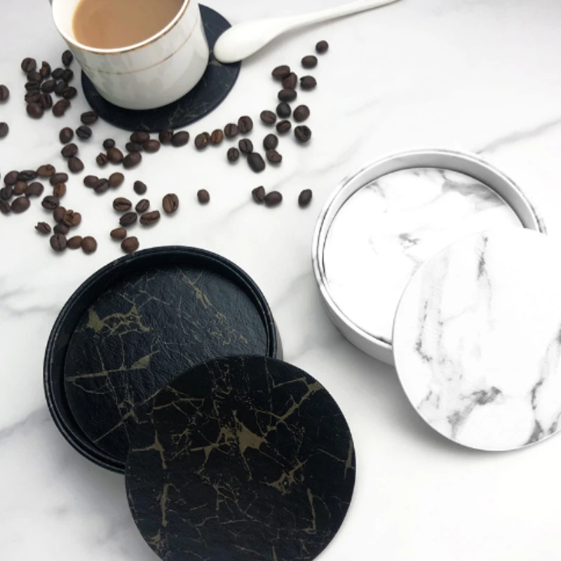 Posavasos de mármol de cuero A - Marble Coaster Set reseña y precio