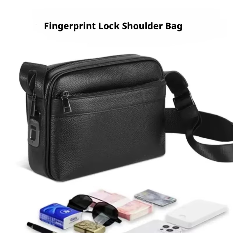 Bolsos con cerradura de huella - Leather Wallet Men reseña y precio