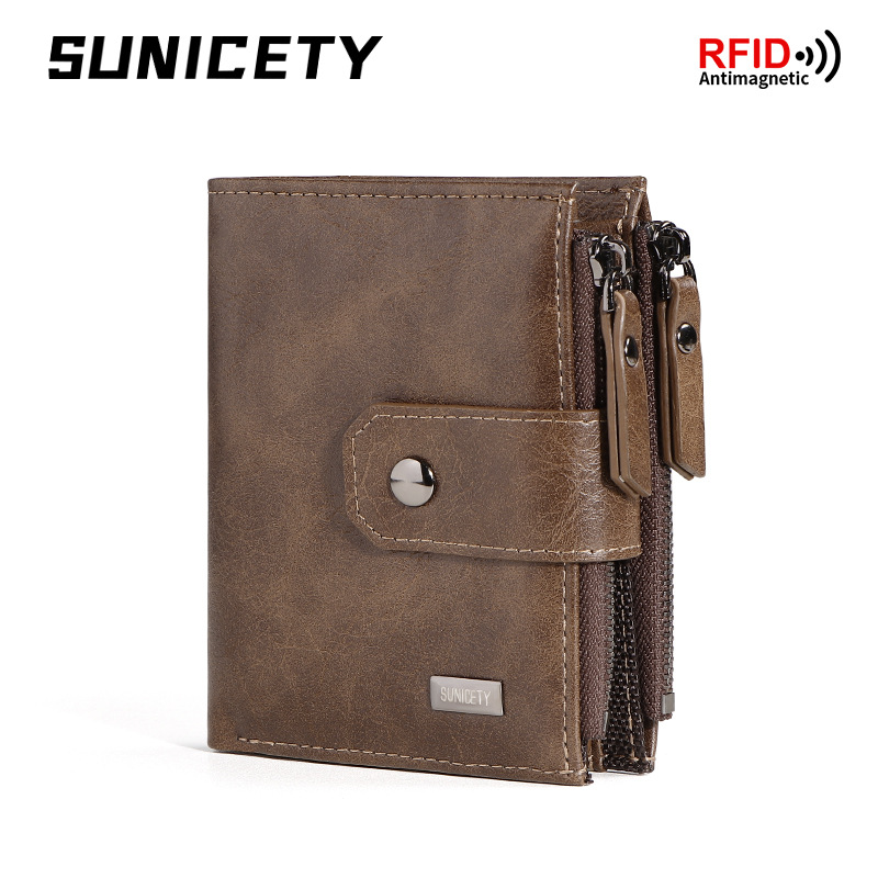 Cartera corta delgada de cuero - Leather Wallet Men reseña y precio