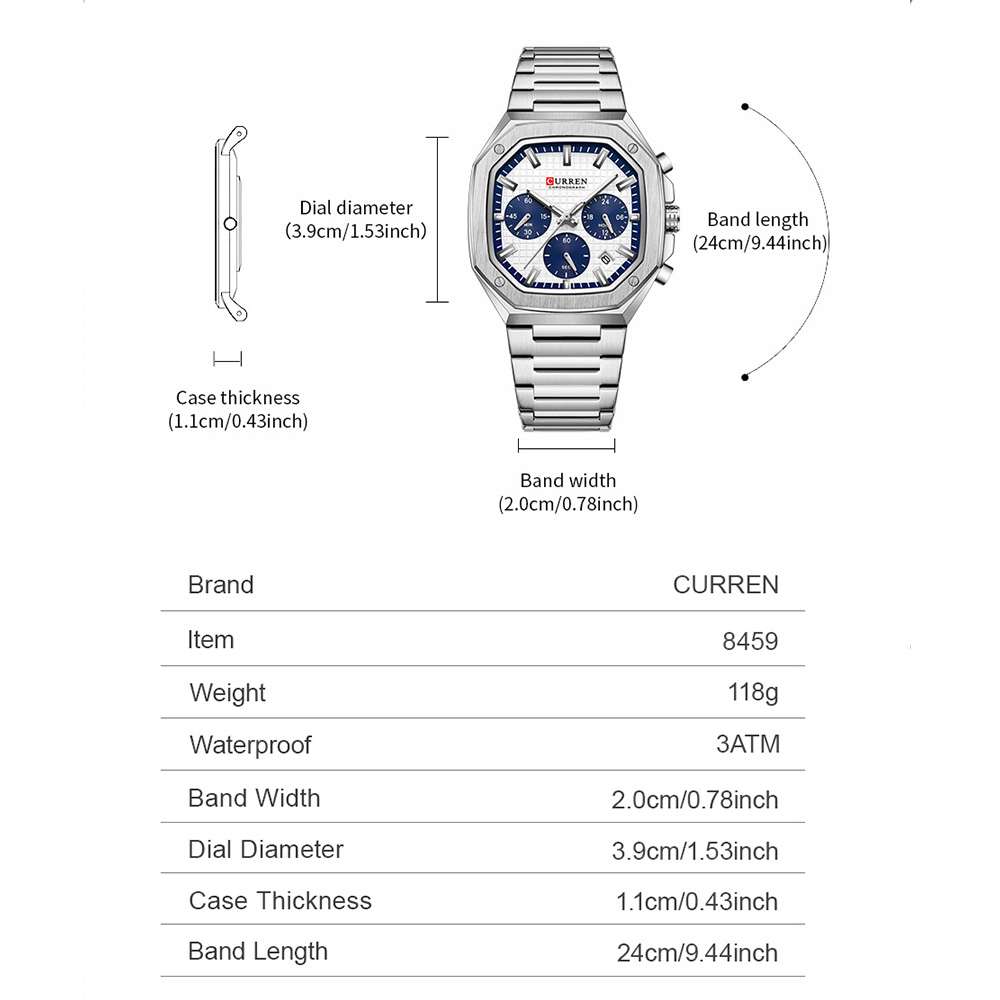 Reloj cronógrafo cuadrado de l - Luxury Watch Men reseña y precio