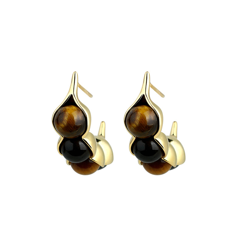 Pendientes de ojo de tigre con - Gold Plated Jewelry reseña y precio