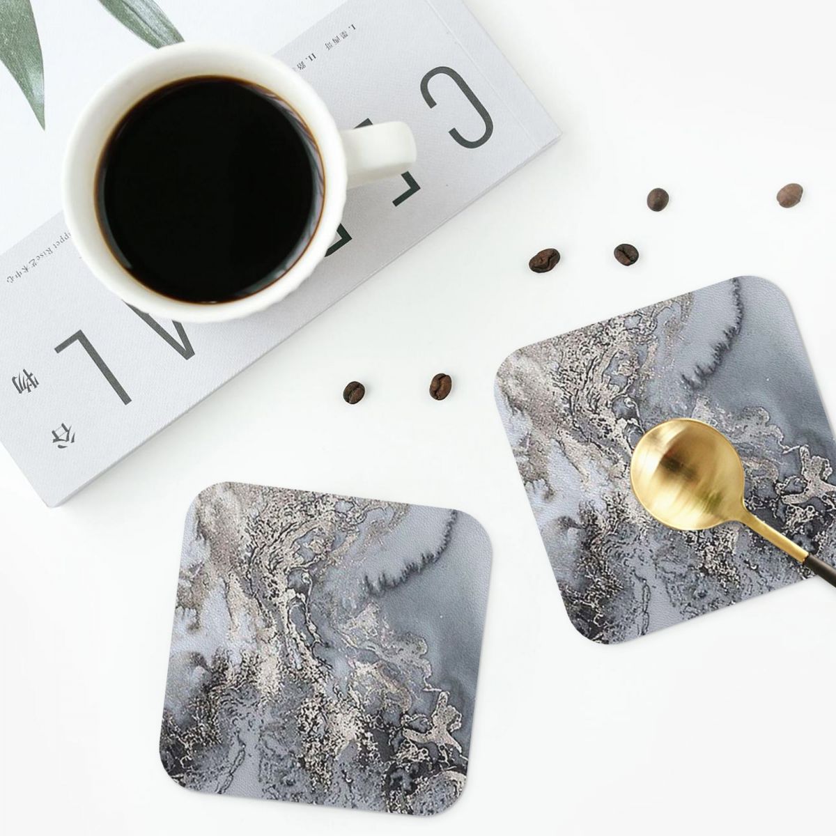 Posavasos de mármol gris y pla - Marble Coaster Set reseña y precio