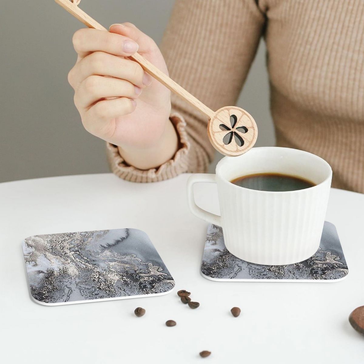 Posavasos de mármol gris y pla - Marble Coaster Set reseña y precio